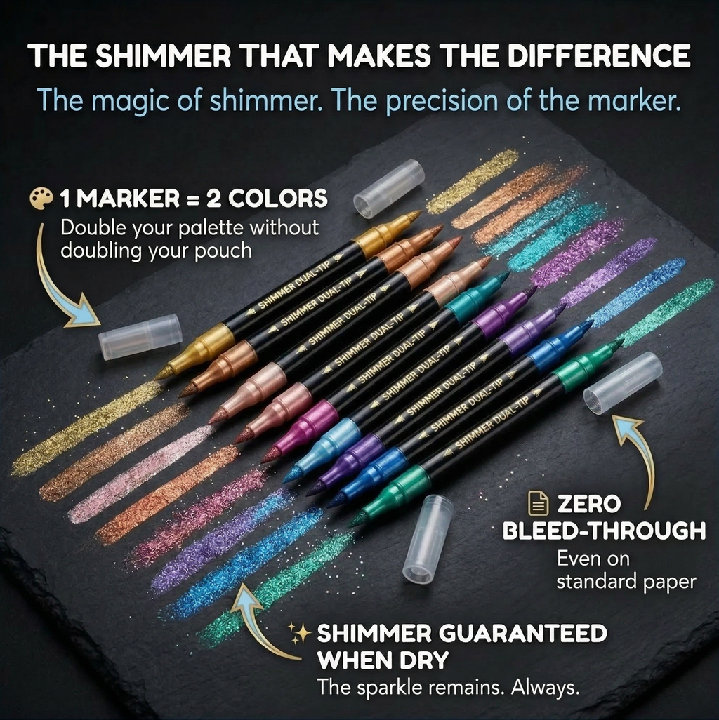 Dual-Color Glitter Acrylic Paint Markers