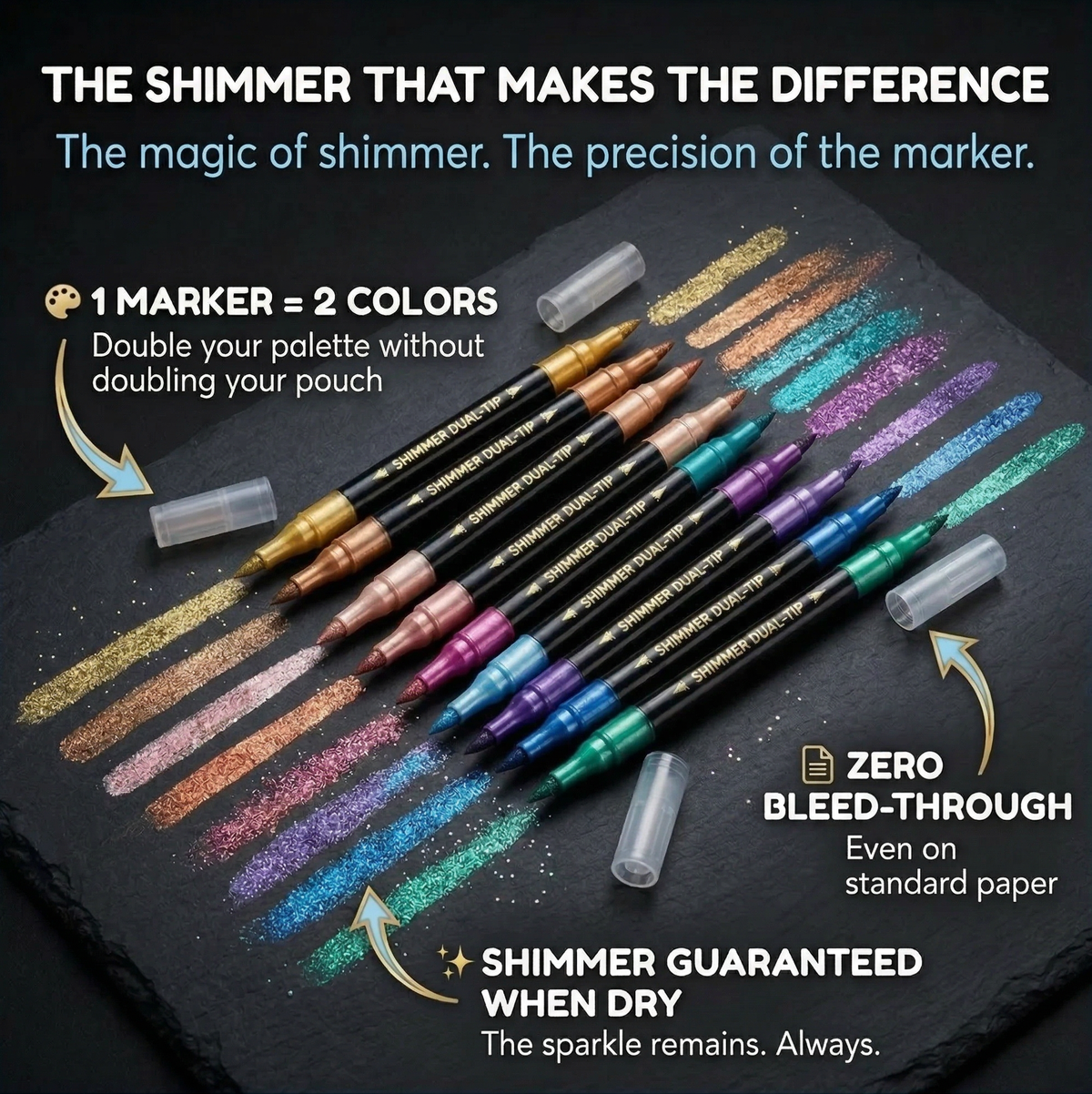 Dual-Color Glitter Acrylic Paint Markers