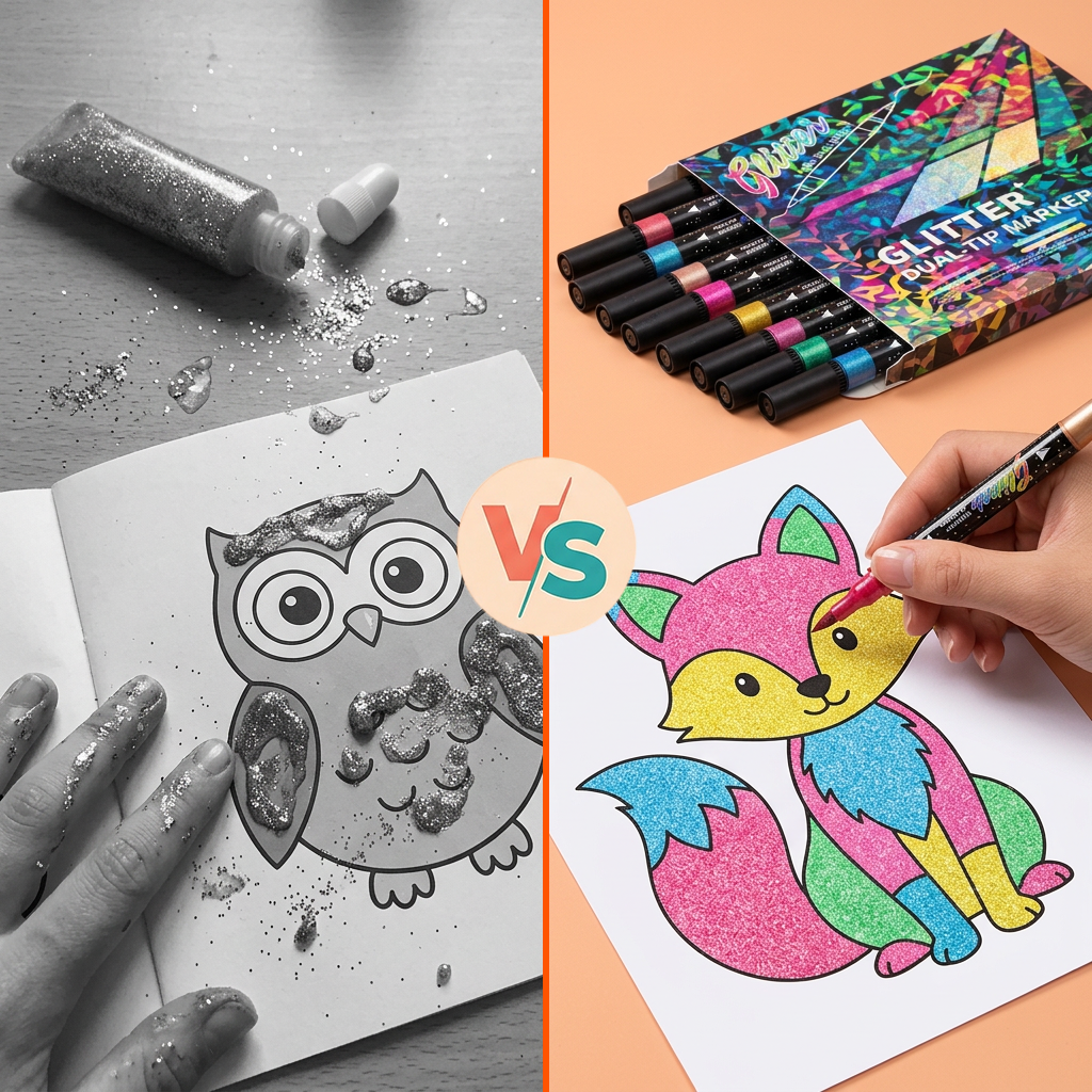 Dual-Color Glitter Acrylic Paint Markers