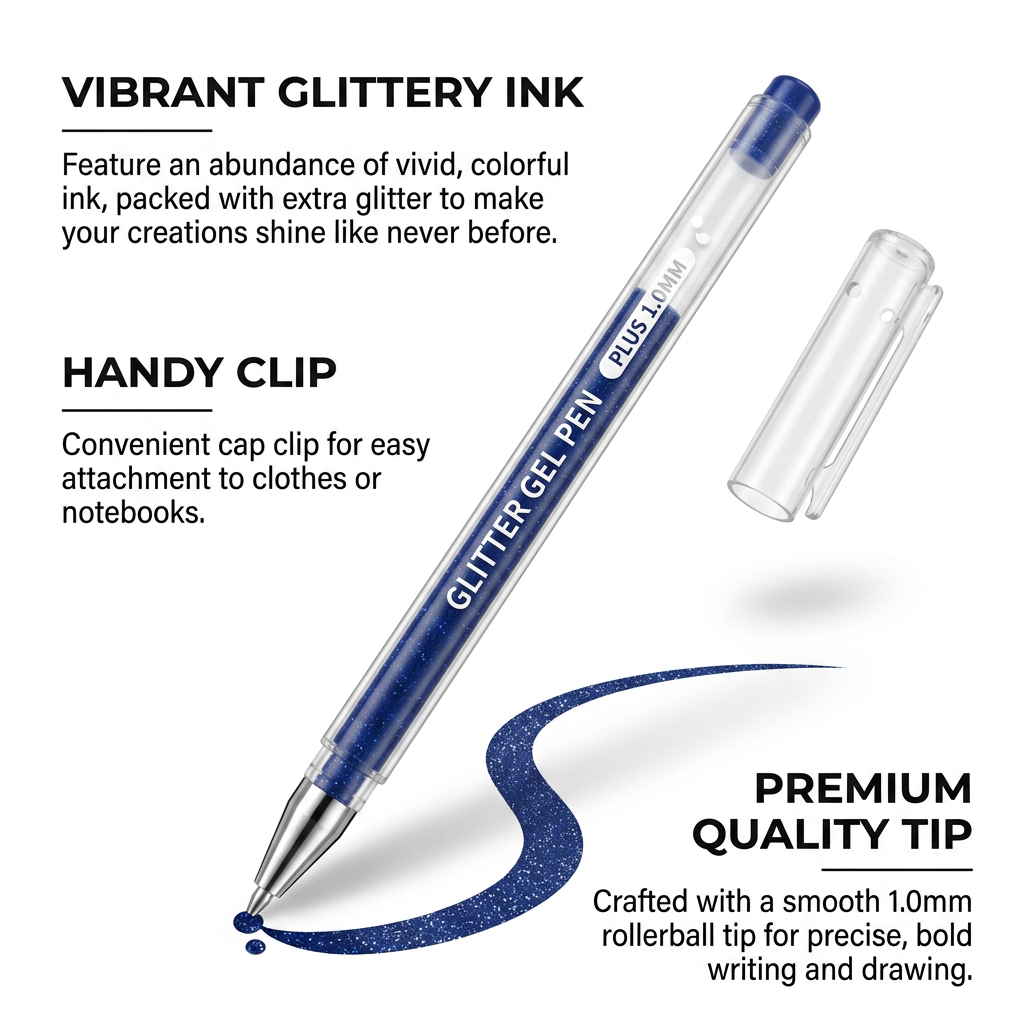 VividCraft Iridescent Glitter Gel Pen Set