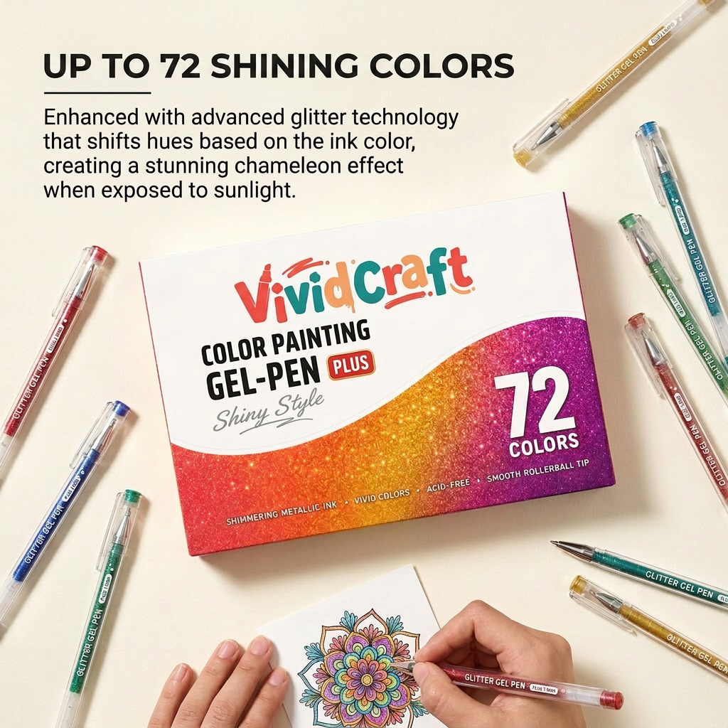 VividCraft Iridescent Glitter Gel Pen Set