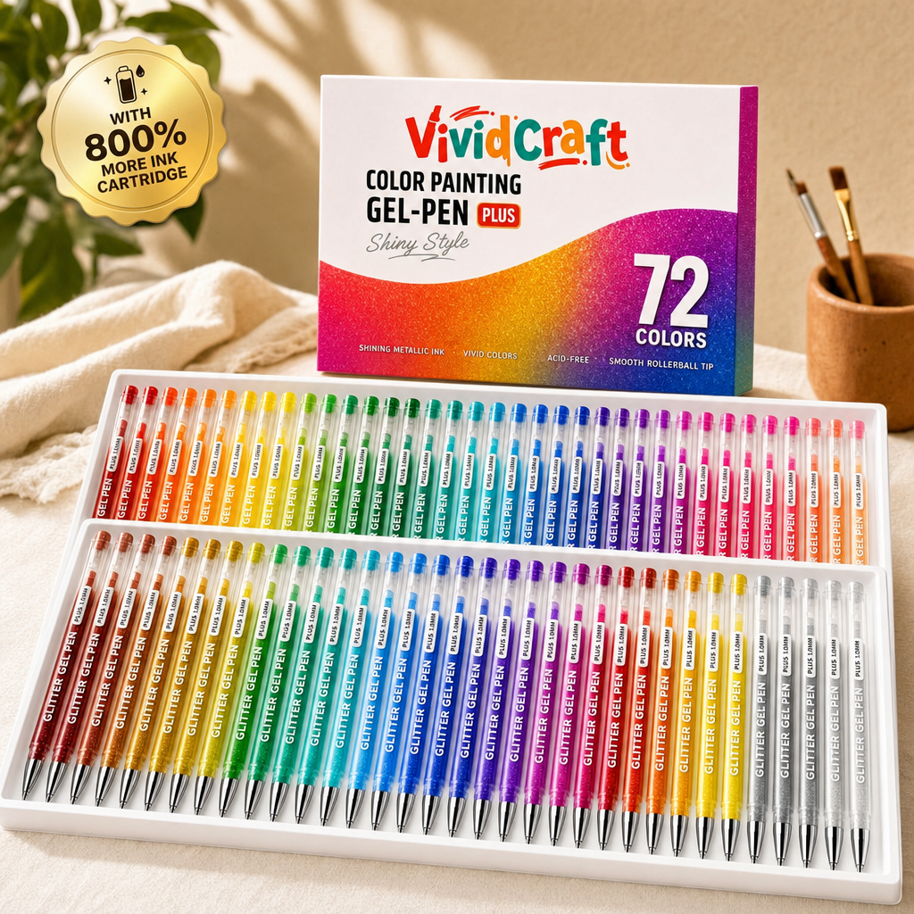 VividCraft Iridescent Glitter Gel Pen Set